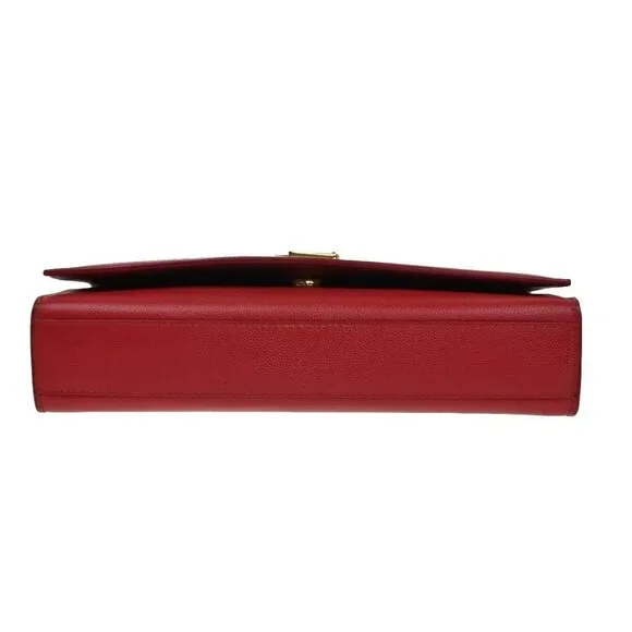 SAINT LAURENT YSL Logo 2Way Chain Shoulder Clutch Bag Red GHW Italy 22RF821 - Picture 6 of 16